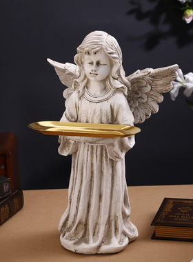 创意北欧少女天使托盘摆件装饰品