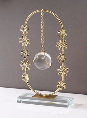 轻奢金属水晶球客厅装饰高级摆件