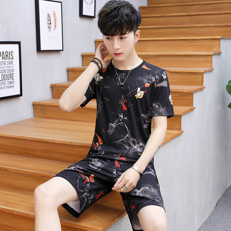 2020新款夏季冰丝青少年学生潮睡衣 格迪格奈睡衣/家居服套装