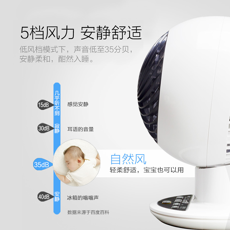爱丽思丝空气循环扇家用小型宿舍台式摇头桌面电风扇涡轮换气台扇