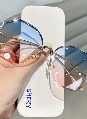 立减5元复古多边无框切边墨镜