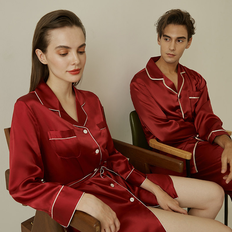 情侣装睡衣裙男女桑蚕丝长袖家居服 jojw睡衣/家居服套装