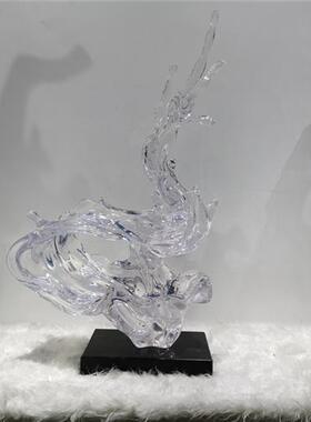 创意大型浪花雕塑酒店大堂餐厅轻奢透明树脂艺术品落地摆放定制