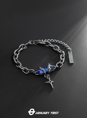 男女钛钢日韩蓝钻手链