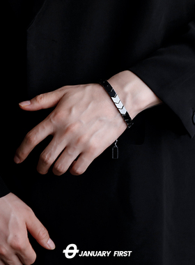 男女钛钢原创设计黑胆石手链