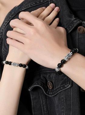 黑曜石貔貅手串情侣转运珠