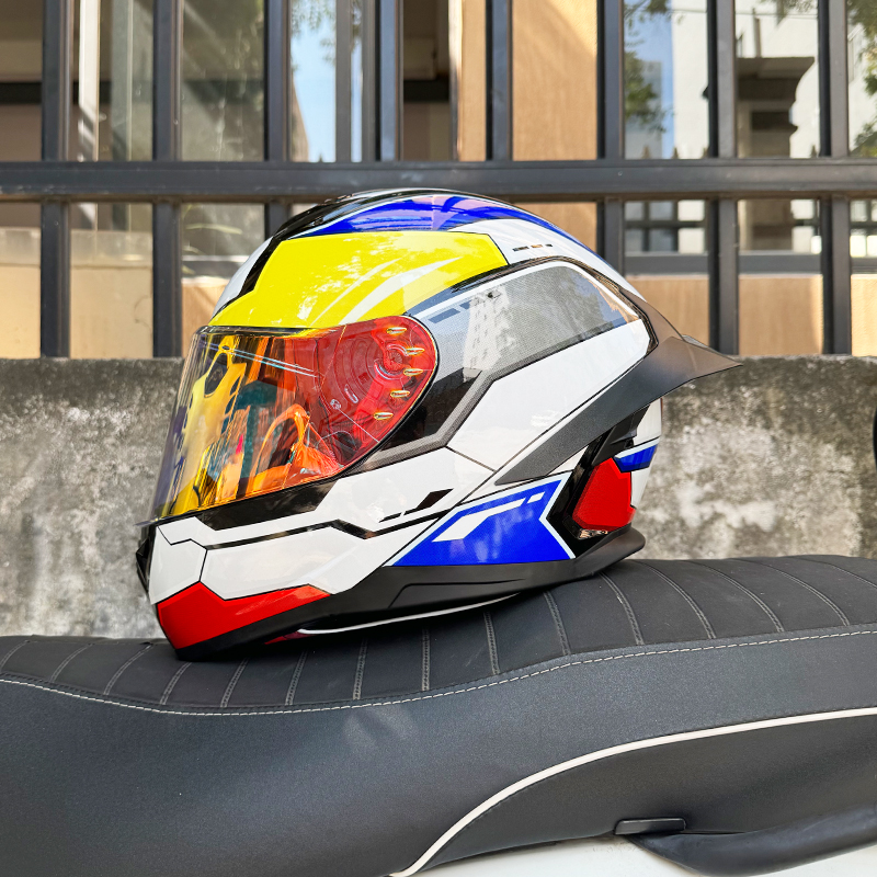 ORZ摩托车头盔男女夏季机车全盔个性四季大尾翼情侣3C认证蓝牙DOT - 图0
