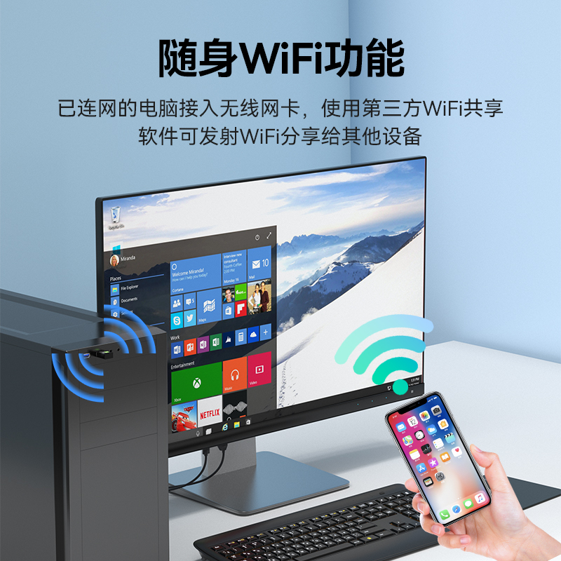 免驱动 无线网卡台式机笔记本wifi接收器发射器USB双频千兆接收信号家用电脑迷你无限网络信号5G上网卡 - 图0