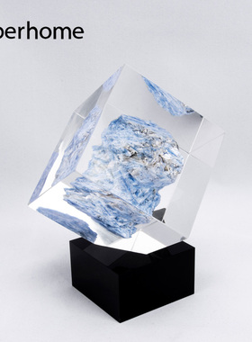 蓝晶石矿石标本晶体亚克力包埋礼物定制企业纪念品手伴礼树脂摆件