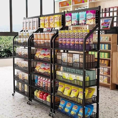 超市零食货架便利店网红饮料食品展示架商店玩具多层置物可移动架 - 图1