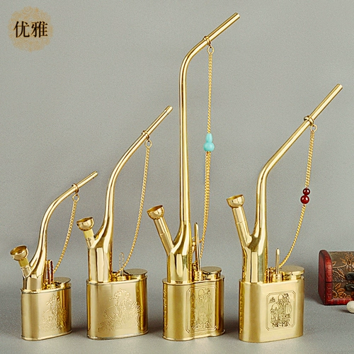 Элегантный медный старомодный кальян, ретро мундштук