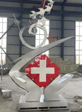 不锈钢立方体魔方雕塑浪花水景摆件正方体发光城市景观定制