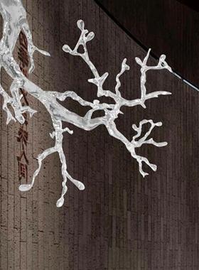 酒店大堂抽象透明树挂饰雕塑迎客松树脂摆件别墅大型软装饰艺术品