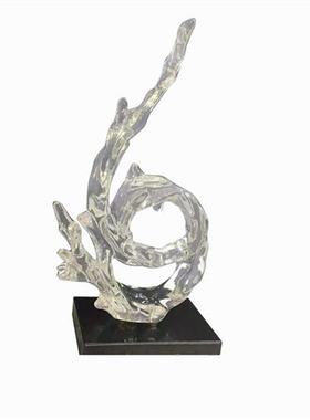 透明铂晶树脂雕塑玄关创意动物摆件户外抽象艺术水晶胶装饰品定制