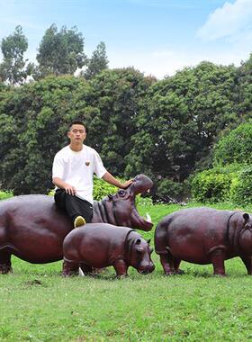 户外仿真大象动物雕塑河马骆驼模型游乐园景区草坪装饰庭院大摆件
