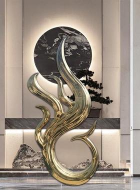 创意不锈钢金属电镀钛金凤凰雕塑摆件玄关售楼处广场酒店水池景观