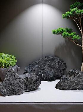 户外仿真假石头造景英德石玻璃钢青龙石雕塑落地摆件转角橱窗装饰