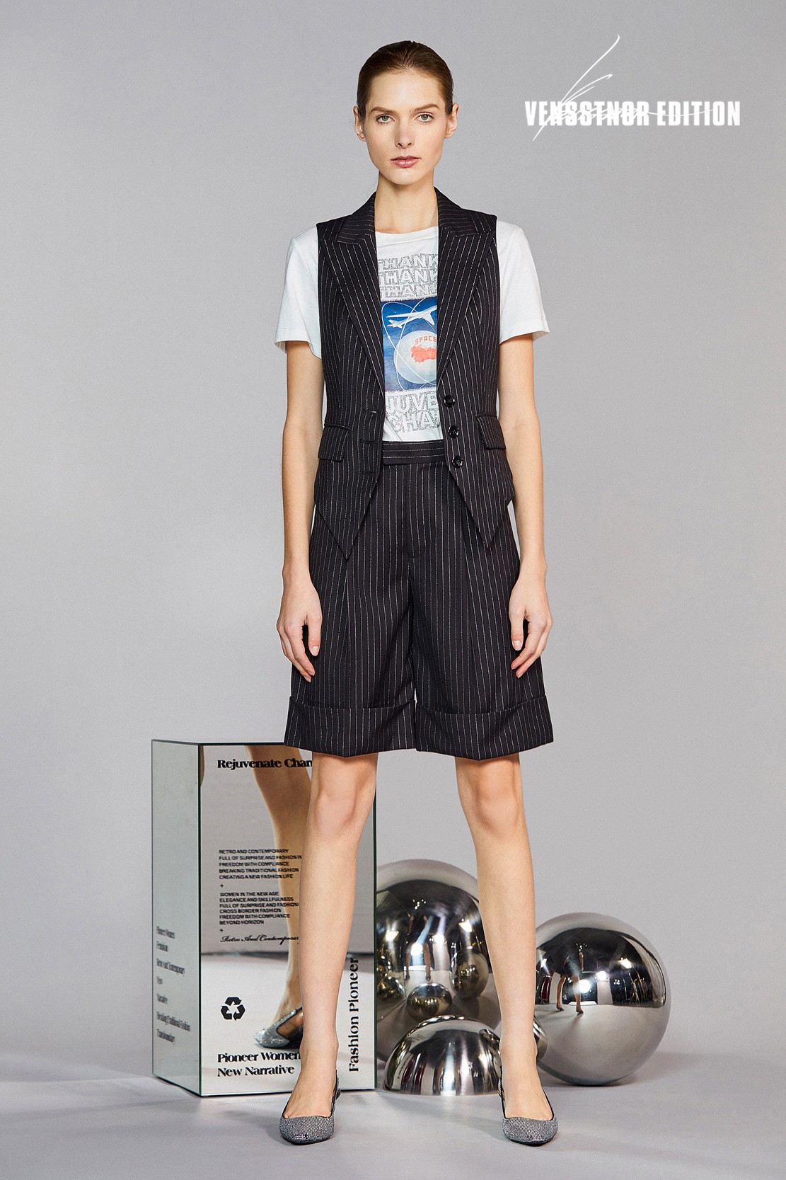 VENSSTNOR维斯提诺  20新款时尚通勤百搭条纹西装短裤薄款 - 图2