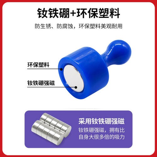 强力白板磁铁图钉强磁磁钉吸铁石小彩色迷你黑板教学磁吸办公磁扣 - 图2