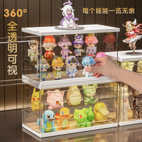 盲盒展示架透明展示柜玩具防尘泡泡玛特手办展示盒积木小摆件盒子 - 图0