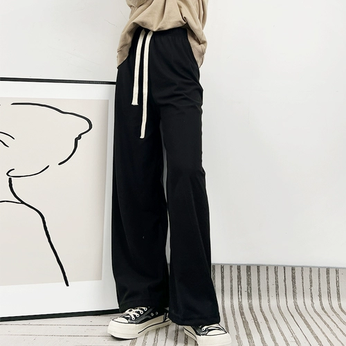 Приталенные штаны для отдыха, на шнурках, высокая талия, свободный прямой крой