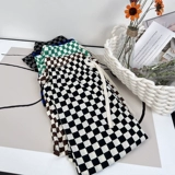 Шахматы, универсальные приталенные шелковые штаны, оверсайз, свободный прямой крой, на шнурках