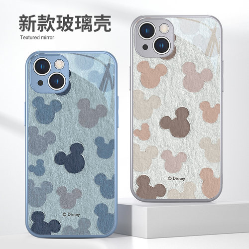 适用iphone13手机壳新款15迪士尼苹果14promax情侣米奇11小众高级感12mini女款8plus玻璃xsmax全包xr套16/17 - 图0