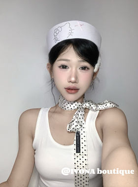 IVONA【波点丝巾】迎接夏天～烫钻Kittyy2k千禧风氛围细丝带围巾