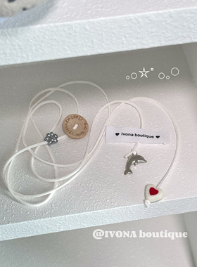 IVONA【辣妹穿搭*】原创diy千禧绑带纽扣吊坠可爱缠绕项链