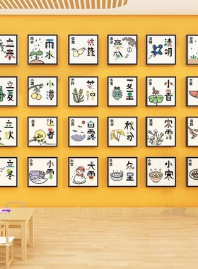 24二十四节气幼儿园环创材料主题墙面装饰成品贴纸画文化中古国风