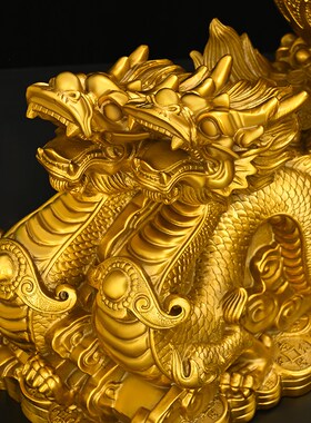 龙拉车摆件全铜双龙拉百财龙拉白菜玄关办公室装饰品店铺开业礼品
