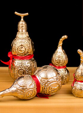 开盖铜葫芦纯铜葫芦摆件家用小号铜葫芦挂件客厅卧室大号空心葫芦