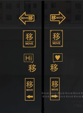玻璃门贴纸移字门贴滑动门指示贴平移门左右移门推拉贴提示贴标识