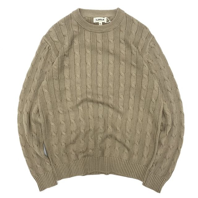 Cotton sweater men's round neck pullover thick needle twist sweater Japanese retro loose Hong Kong S style khaki new wool