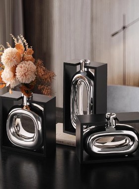 创意轻奢高级感j花瓶摆件客厅插花家居电视柜玄关置物架礼品装饰