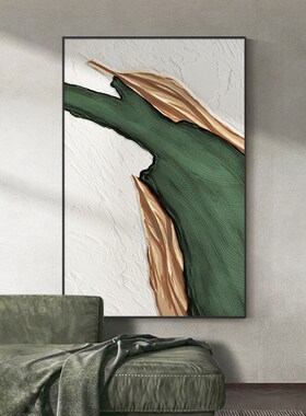大芬油画村客厅装饰画手绘油画绿色玄关挂画北欧轻奢沙发背景壁画