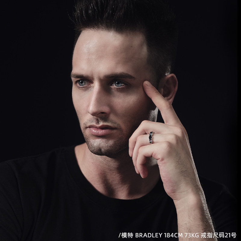 rockride黑曜石鸢尾花镂空纯银对戒 rockride戒指/指环