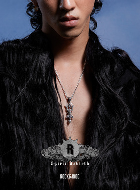 ROCKRIDE 重生战魂双生吊坠 项链男款蒙古设计感925银高级