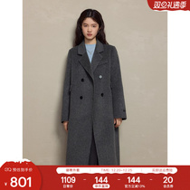 Self-coincidentally small sub-positive shoulder 100% full wool double face Coat Woman 2023 Winter new fur Suit Jacket