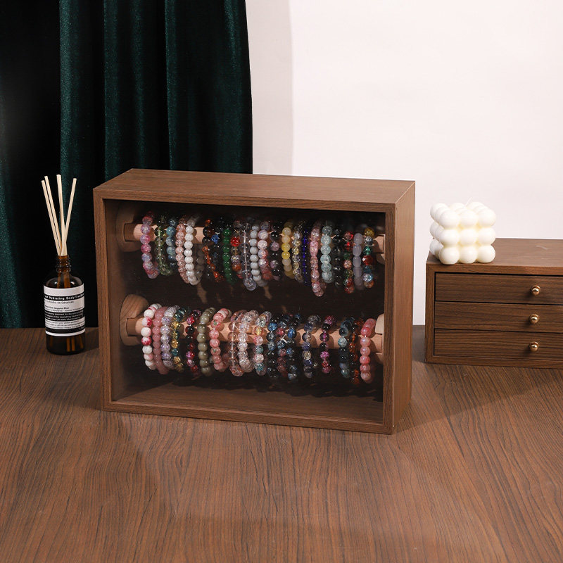 胡桃色透明天窗防尘水晶手串收纳盒手链手镯首饰盒佛珠佛串收藏箱,淘宝优惠券,粉丝福利购,淘宝优惠卷
