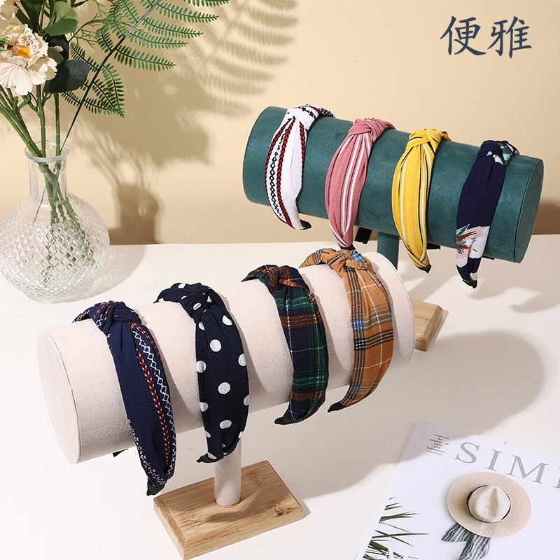 发箍收纳神器竹木头箍展示架绒布发箍架头绳发卡首饰收纳架陈列架