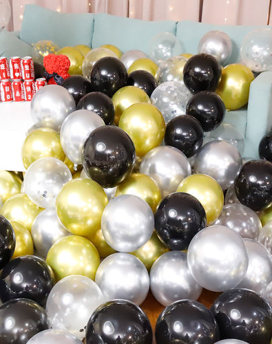 10个装金属色气球婚房装饰生日派对场景布置圆形乳胶开业装扮12寸 - 图3