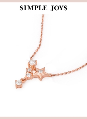 星星月亮仙女美18K金钻石项链