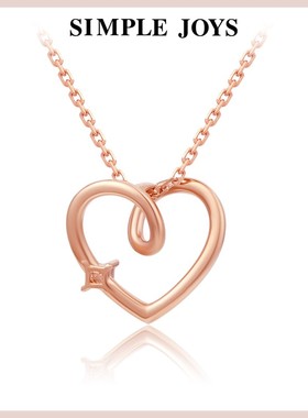 simplejoys环环18k金镶方钻项链