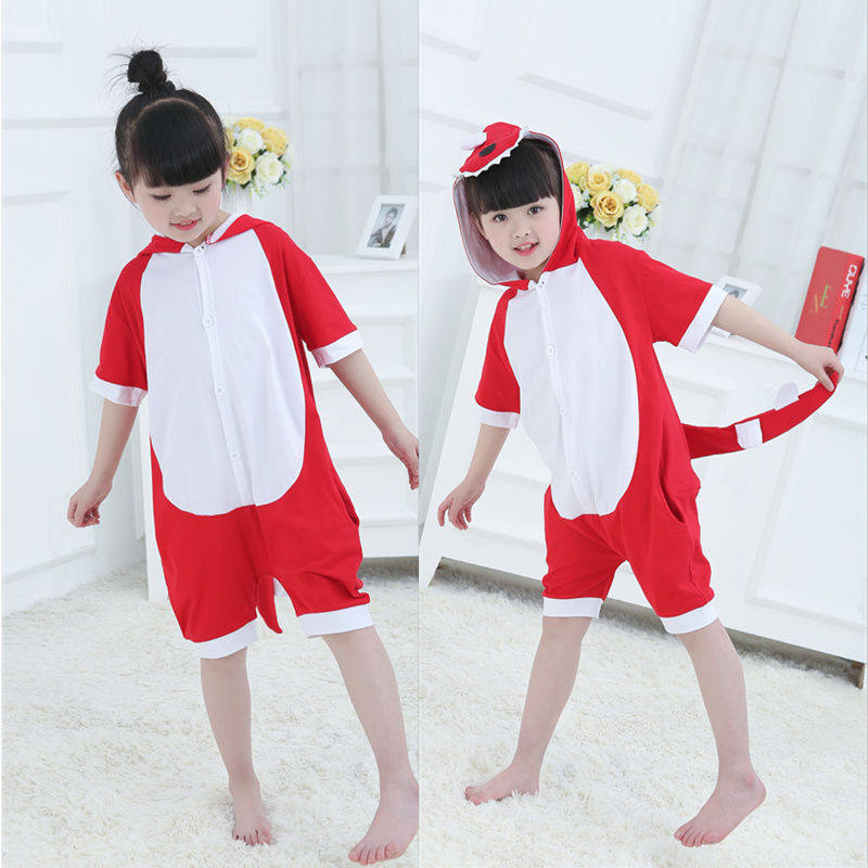 夏季纯棉连体衣小恐龙动物儿童睡衣 花布与她睡衣/家居服套装