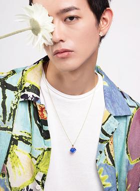 丛林系列耳环蓝色描金银饰项链