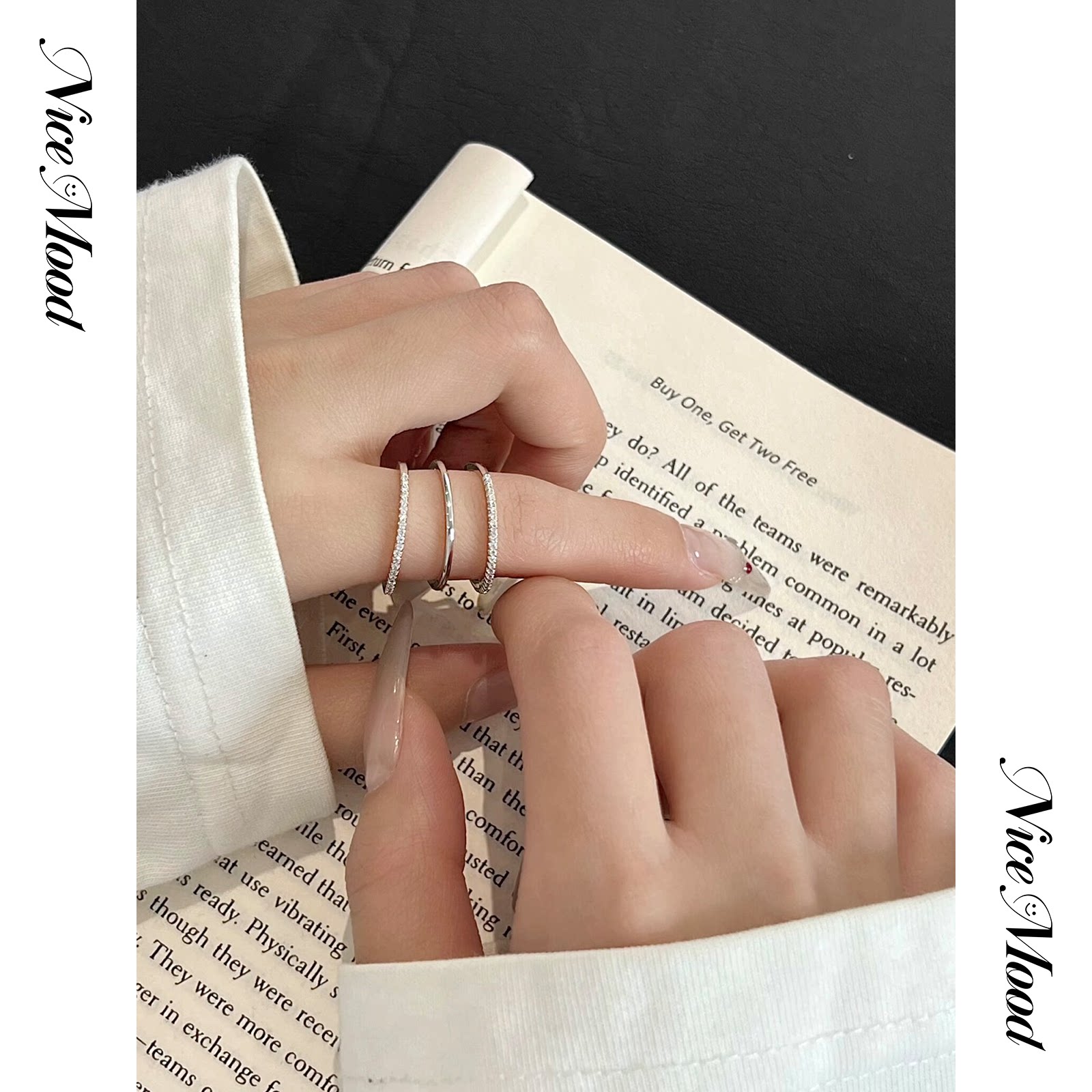Fine glitter hollow plain ring multi-layered ring new gift