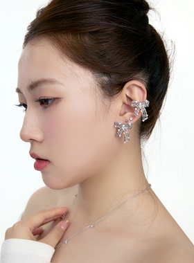 蝴蝶结银色珍珠镂空锁骨链礼物