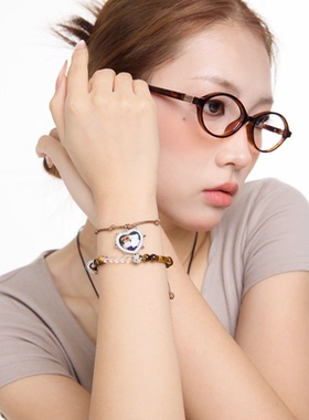 爱心铆钉小熊手串甜酷风双层叠戴