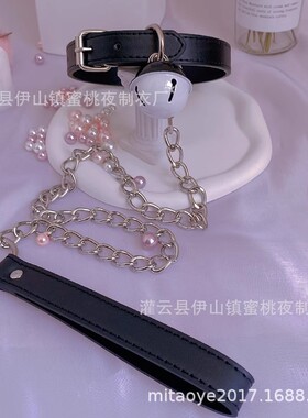 蝴蝶结项圈女K9猫咪铃铛狗M颈带牵引绳网红情侣饰品COS趣味性感